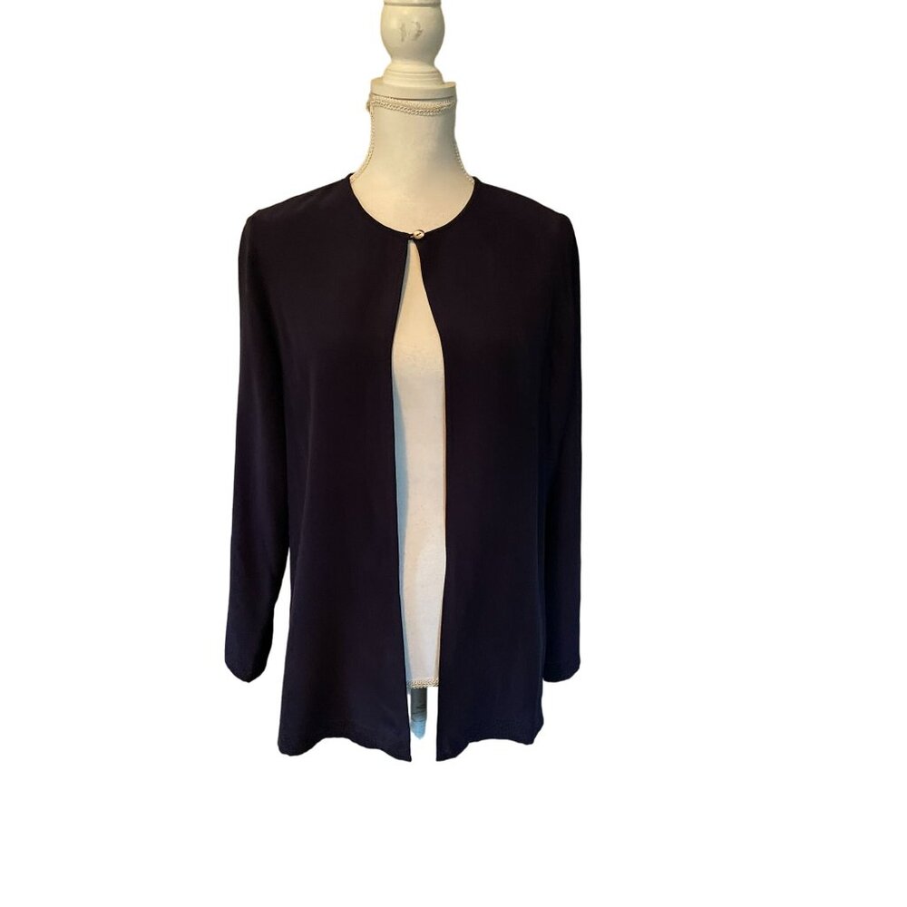 Eileen Fisher Cardigan Womens PS Petites Used Blue 100% Silk - Picture 3 of 14